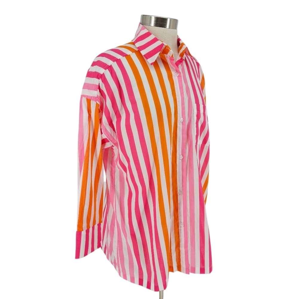 Beach Riot Alexa CoverUp Shirt Sunset Stripe Long Sleeve Button Top Small Medium - Picture 3 of 9